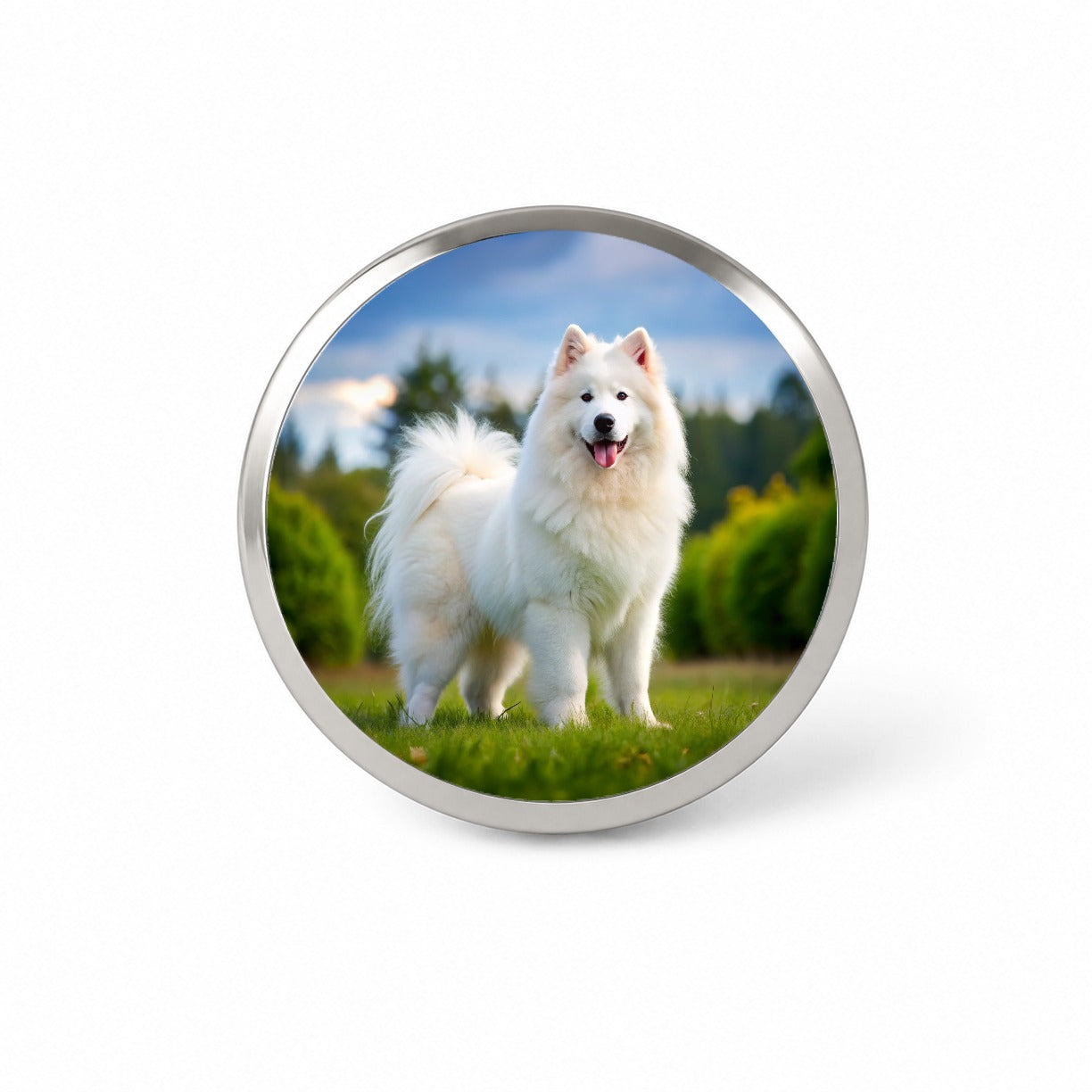 Samoyed Dog Photo Novelty Hat Backpack Lapel Pin