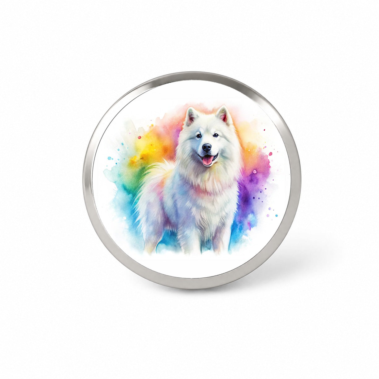 Samoyed Dog Watercolor Style Novelty Hat Backpack Lapel Pin