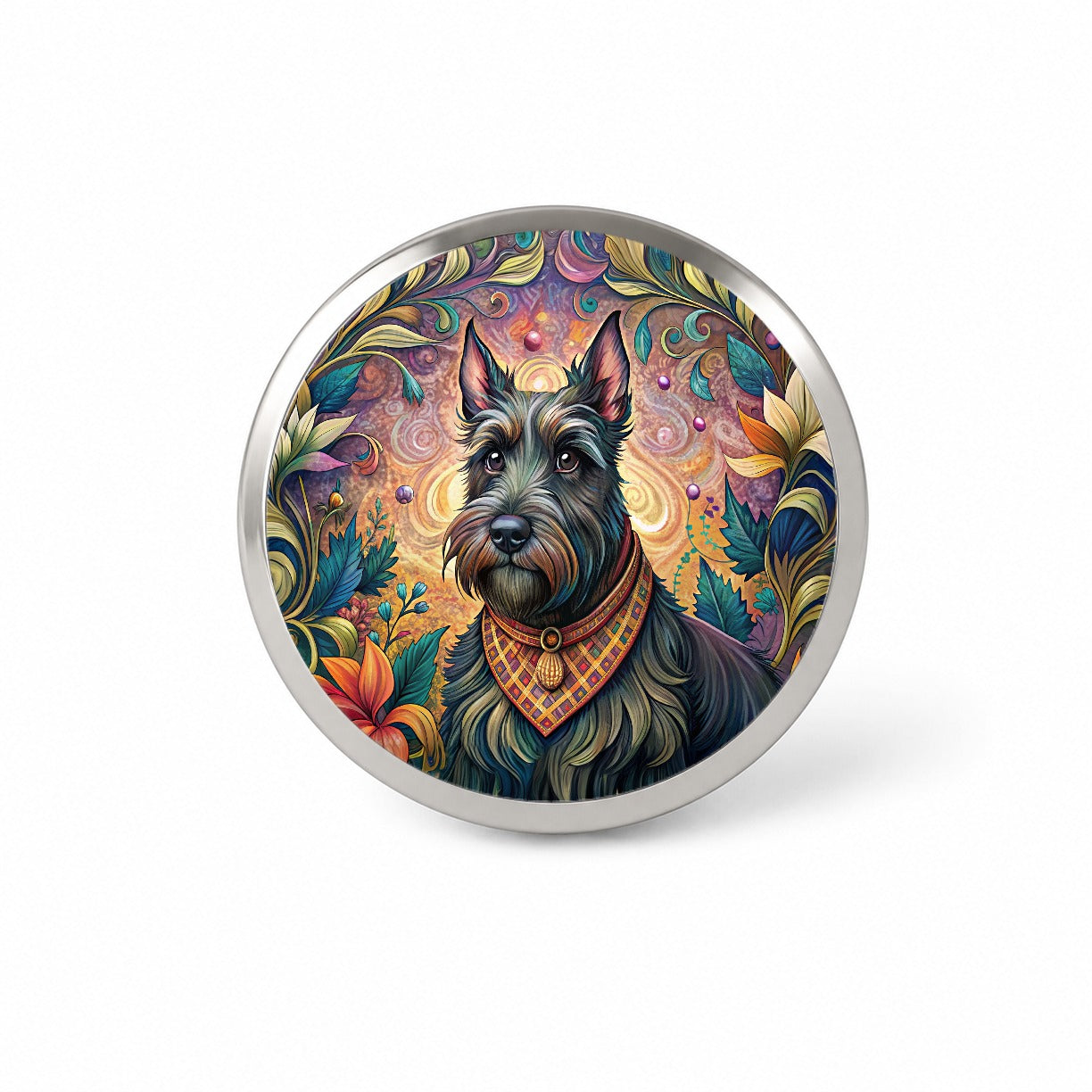 Scottish Terrier Dog French Bohemian Art Novelty Hat Backpack Lapel Pin