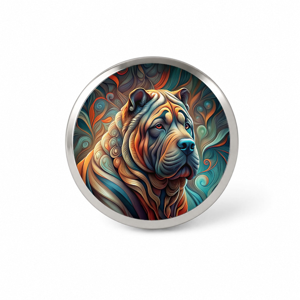 Shar Pei Dog Abstract Stylized Art Novelty Hat Backpack Lapel Pin