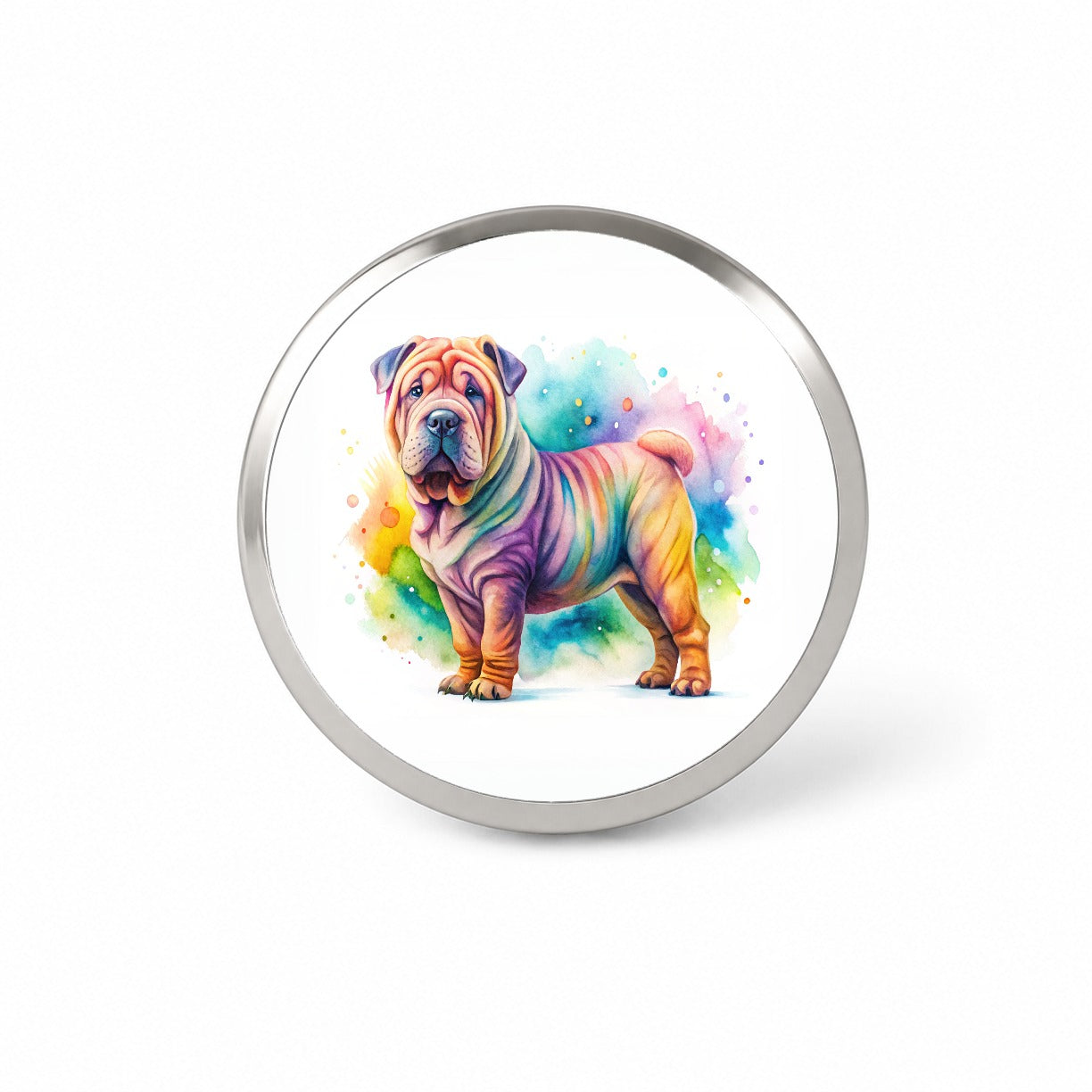 Shar Pei Dog Watercolor Style Novelty Hat Backpack Lapel Pin