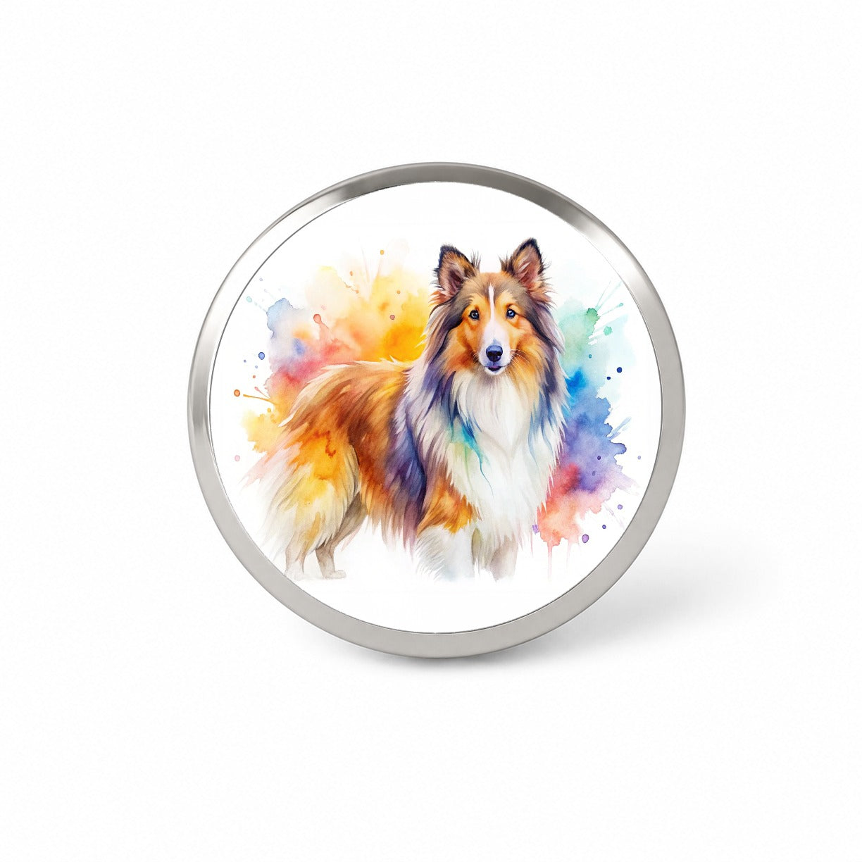 Shetland Sheepdog Sheltie Dog Watercolor Style Novelty Hat Backpack Lapel Pin