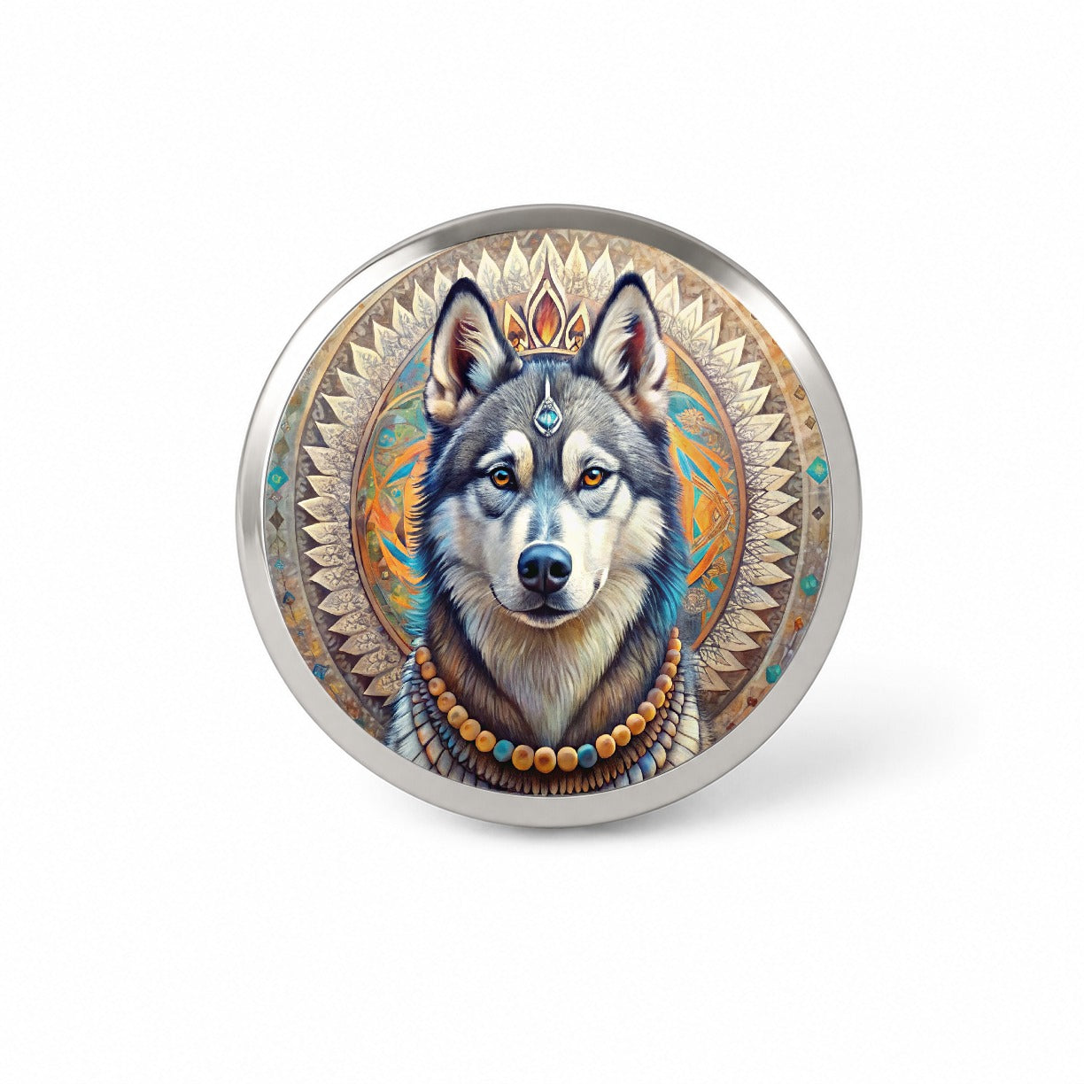 Siberian Husky Dog Bohemian Art Novelty Hat Backpack Lapel Pin