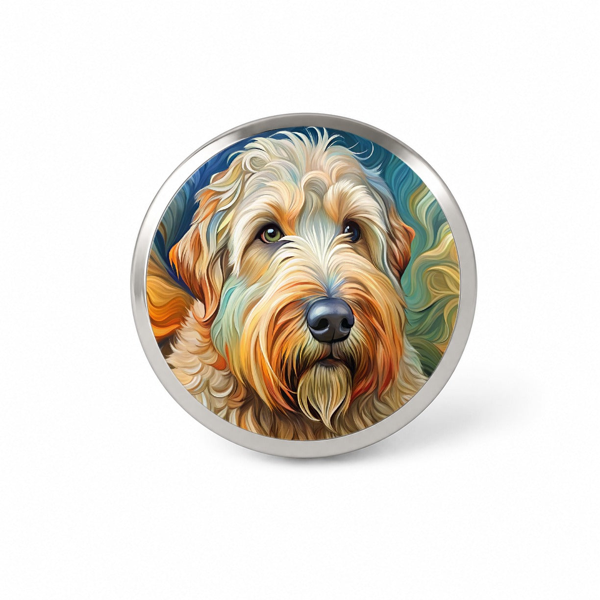 Soft Coated Wheaten Terrier Dog Abstract Art Novelty Hat Backpack Lapel Pin