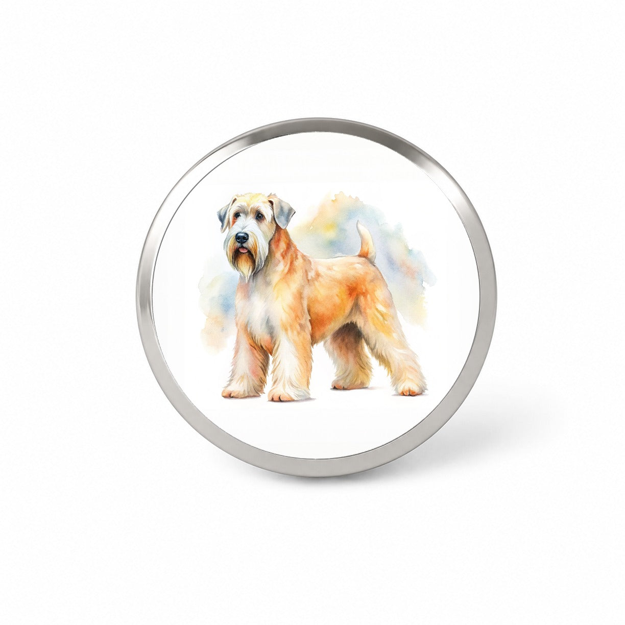 Soft Coated Wheaten Terrier Dog Watercolor Style Novelty Hat Backpack Lapel Pin