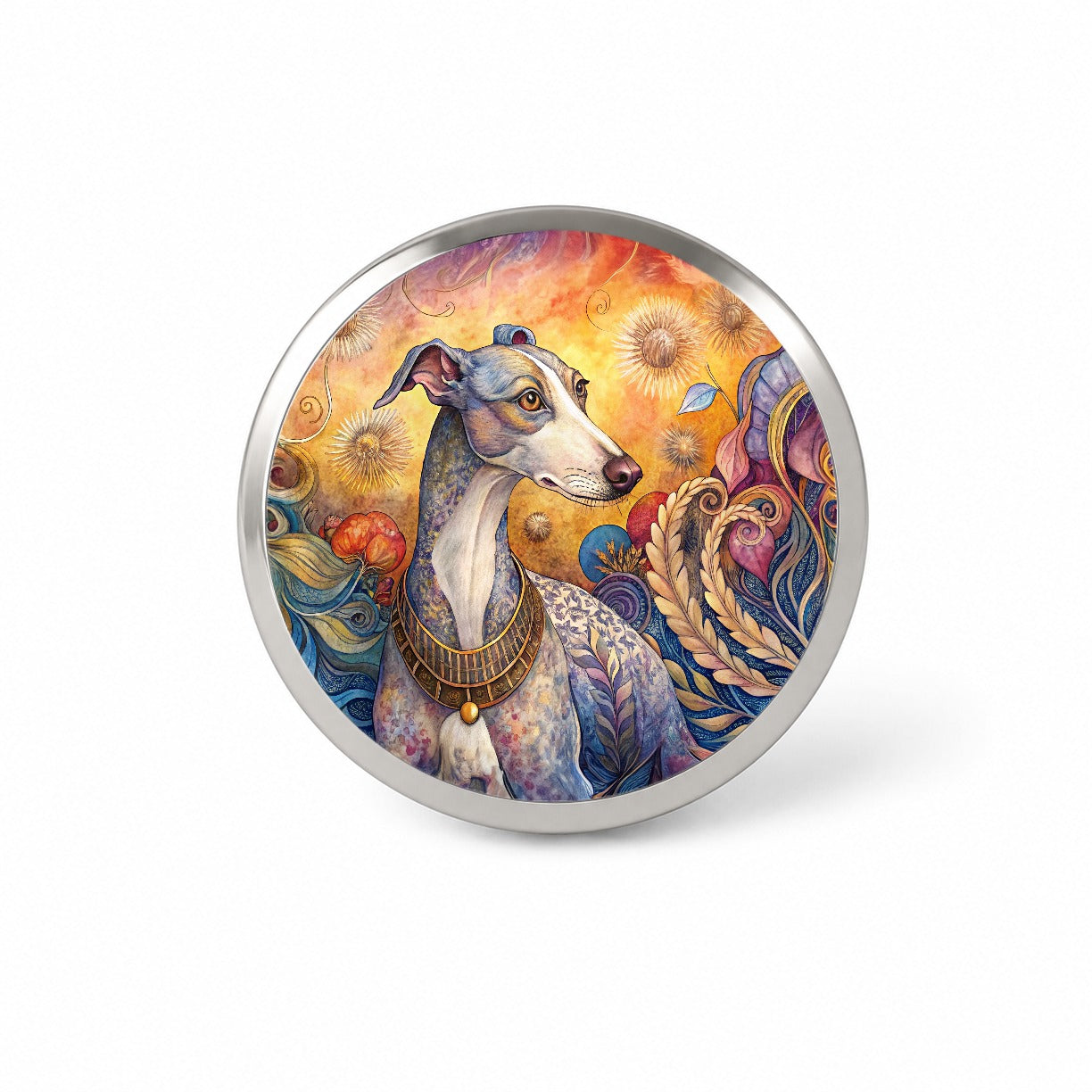 Whippet Dog French Bohemian Art Novelty Hat Backpack Lapel Pin