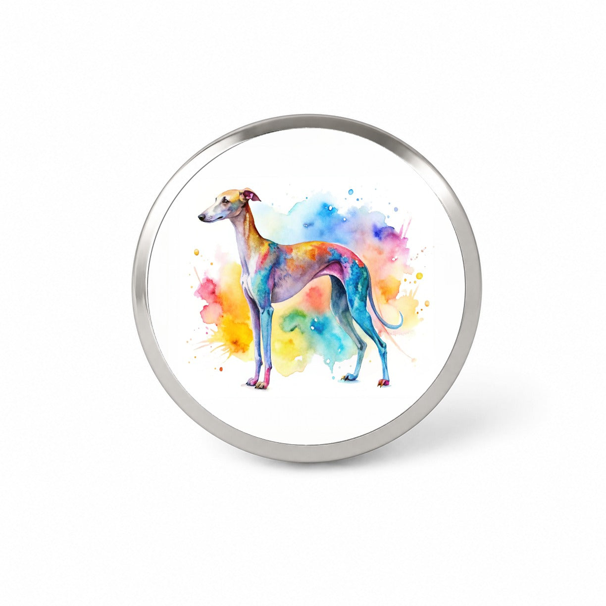 Whippet Dog Watercolor Style Novelty Hat Backpack Lapel Pin