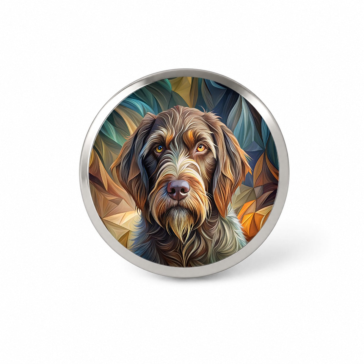 Wirehaired Pointing Griffon Dog Abstract Stylized Art Novelty Hat Backpack Lapel Pin