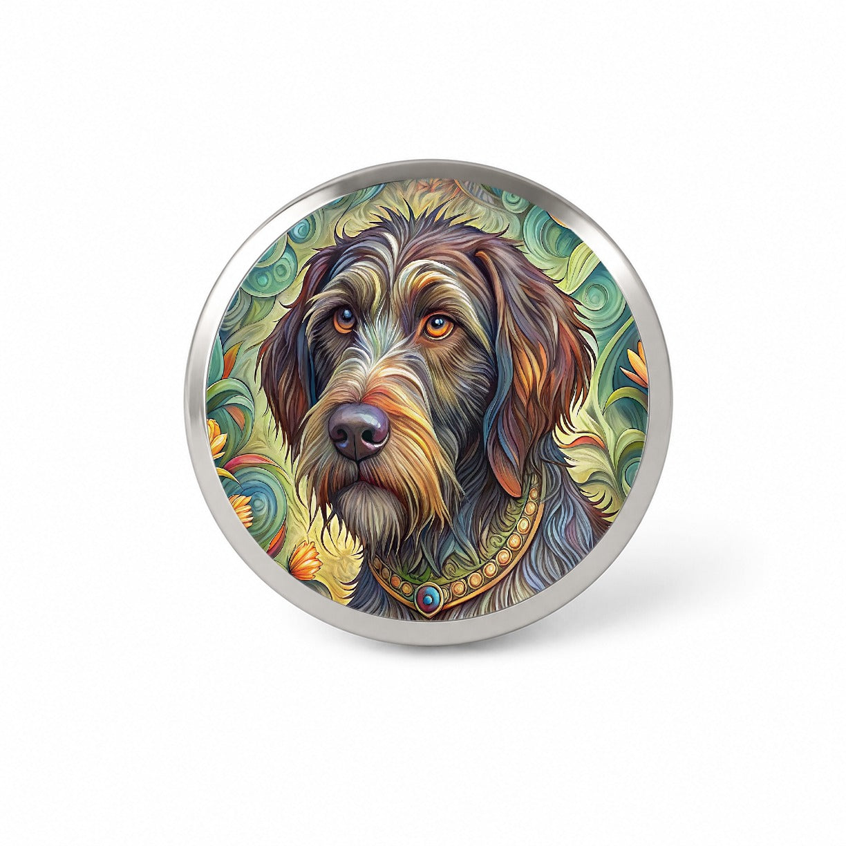 Wirehaired Pointing Griffon Dog Art Nouveau Novelty Hat Backpack Lapel Pin