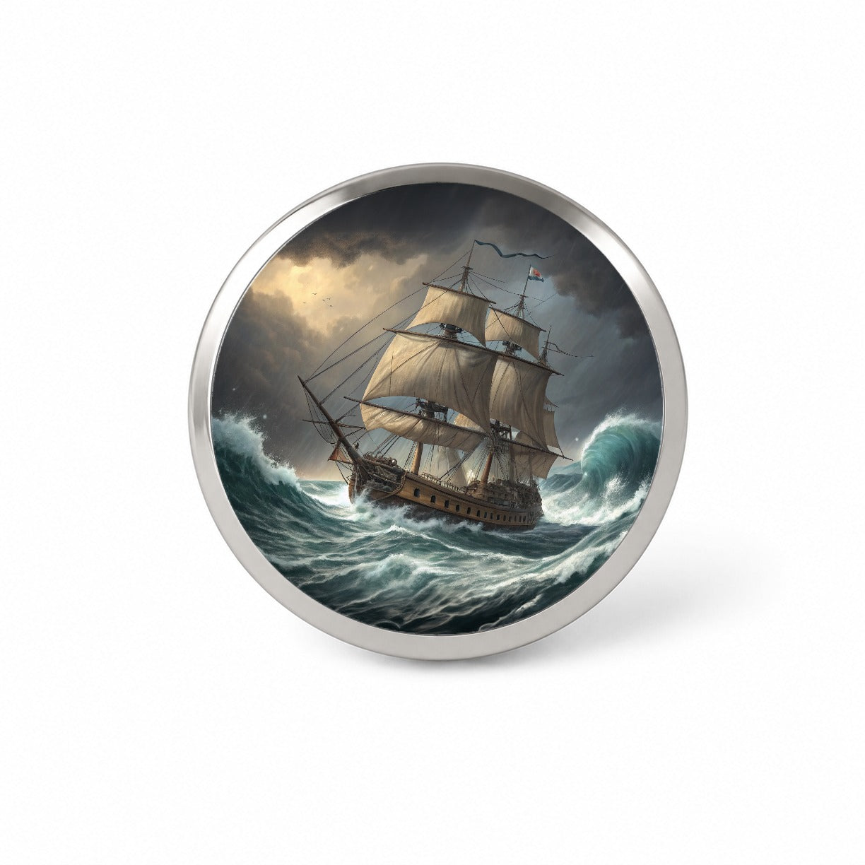 18th Century Sailing Ship Frigate In A Stormy Sea Novelty Hat Backpack Lapel Pin
