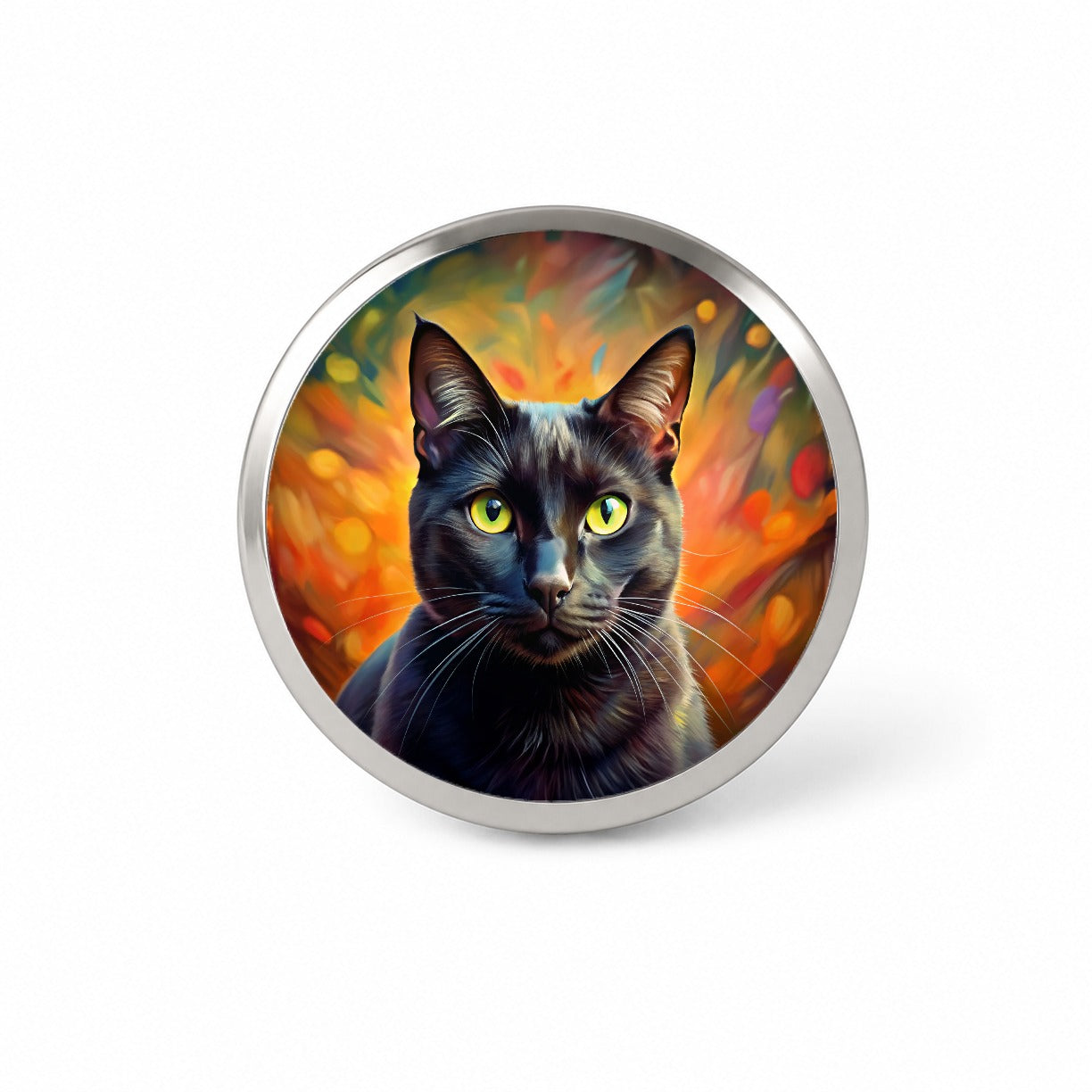 Black Cat Colorful Contemporary Style Art Novelty Hat Backpack Lapel Pin