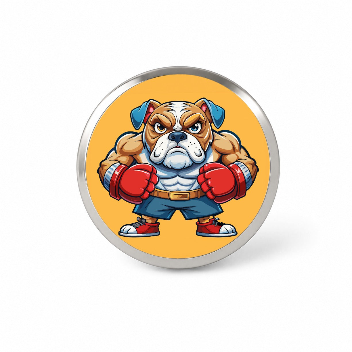 Bulldog With Boxing Gloves Cartoon Novelty Hat Backpack Lapel Pin