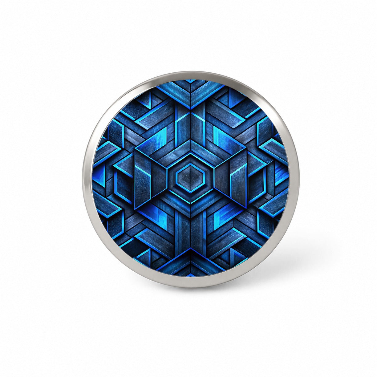 Chunky Angular Black And Blue Design Pattern Novelty Hat Backpack Lapel Pin