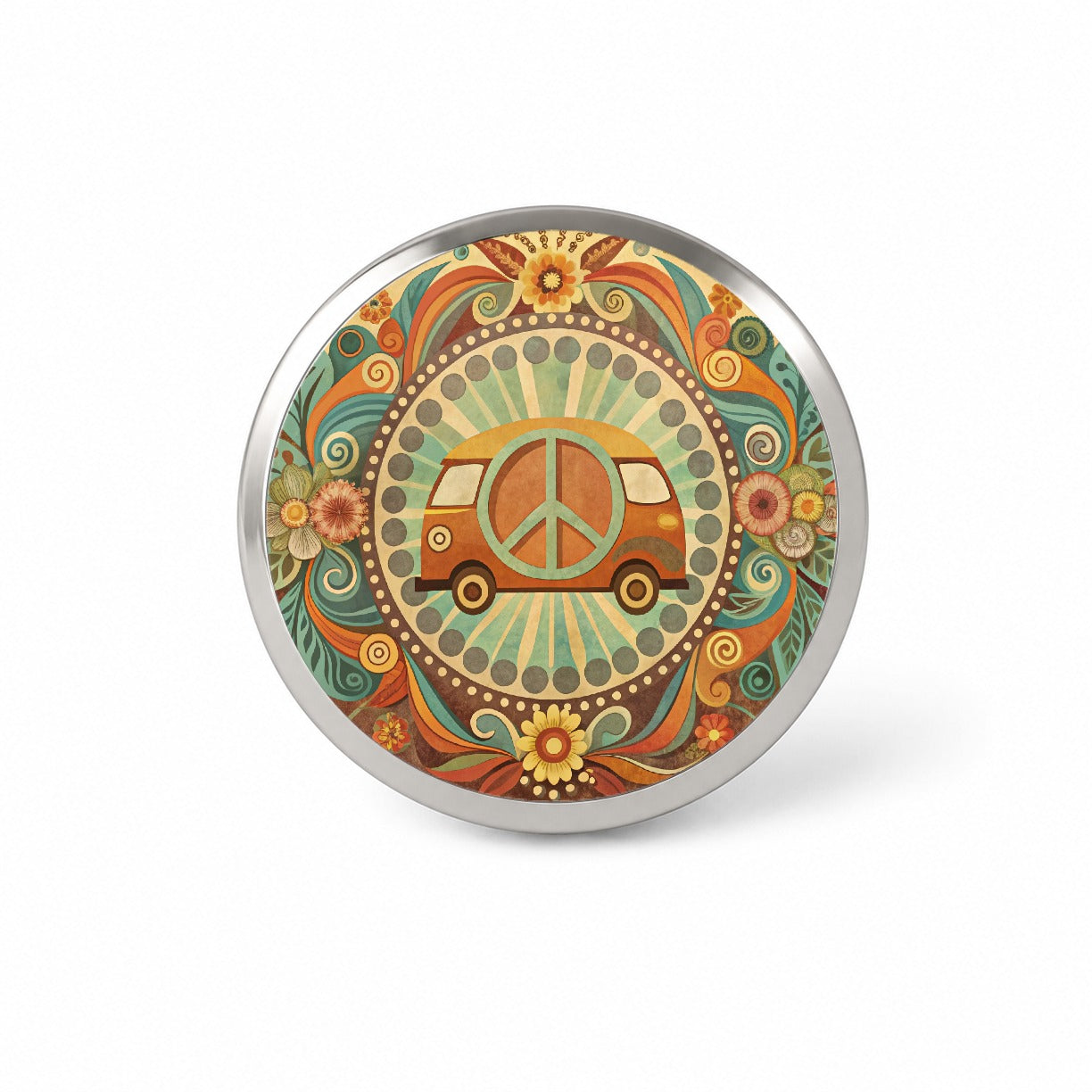 Vintage Retro Boho Hippie Van Peace Design Novelty Hat Backpack Lapel Pin