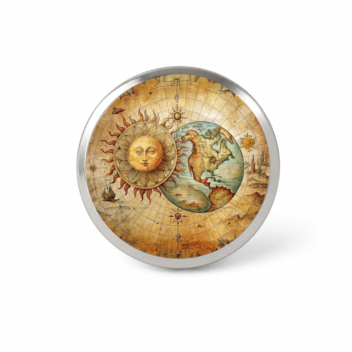 Vintage Sun Moon Map Novelty Hat Backpack Lapel Pin
