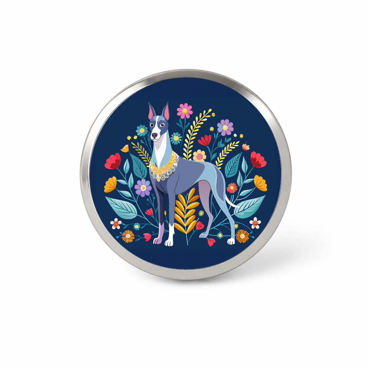 Great Dane Floral Motif Dog Blue Novelty Hat Backpack Lapel Pin
