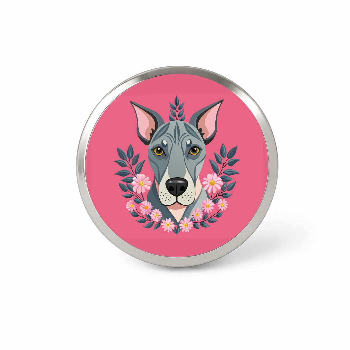 Great Dane Head Floral Motif Pink Background Dog Novelty Hat Backpack Lapel Pin
