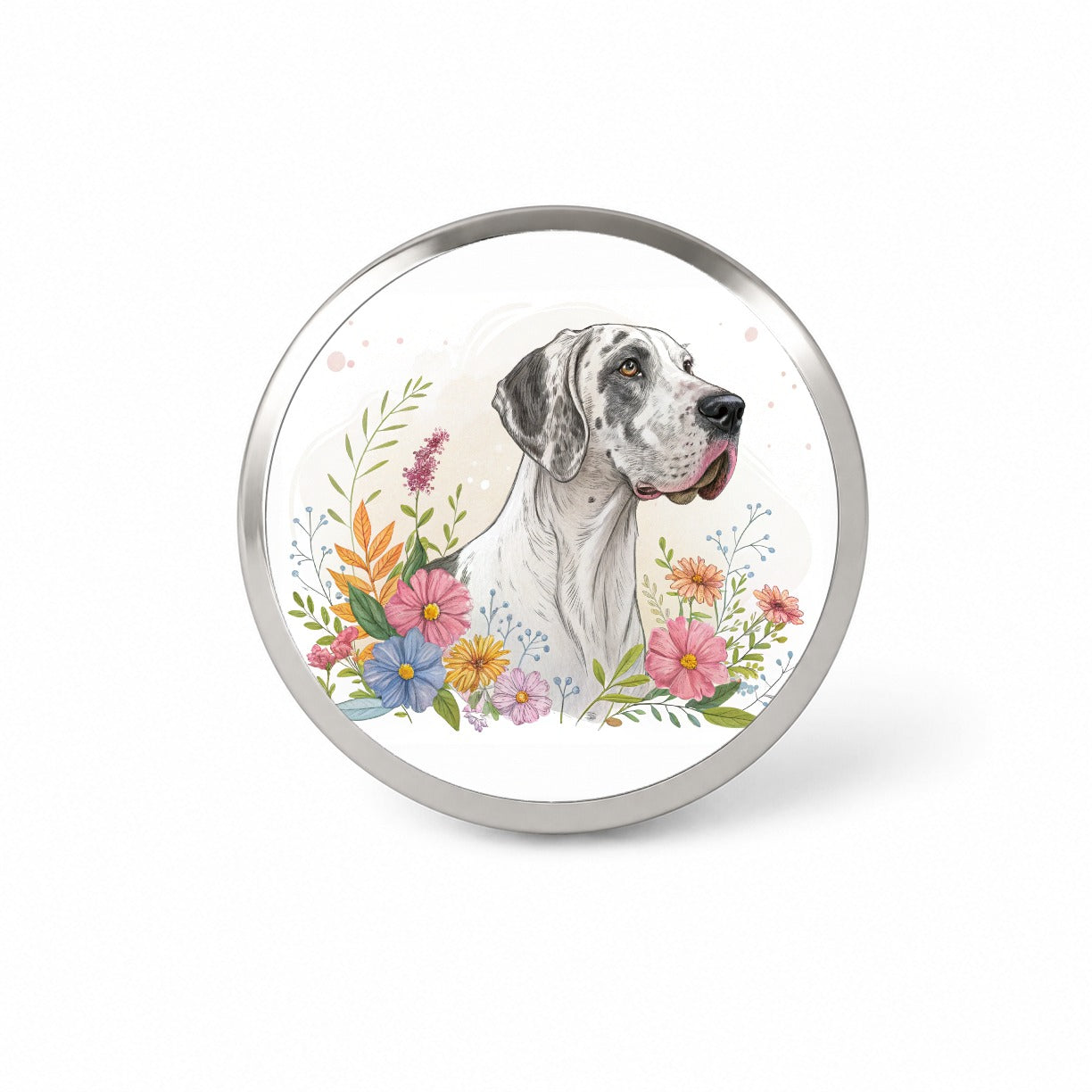Great Dane Floral Motif Dog Light Novelty Hat Backpack Lapel Pin