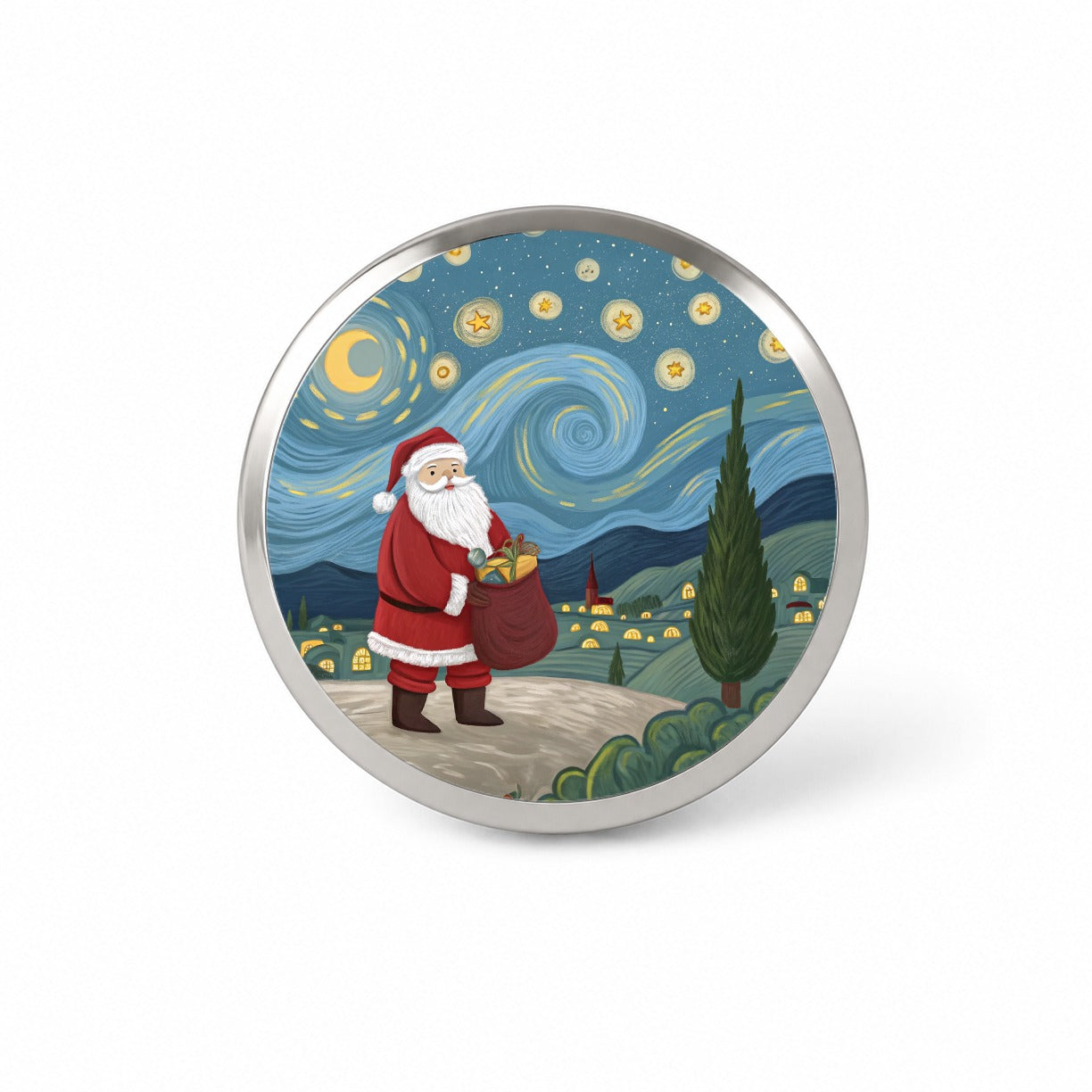 Santa Van Gogh Starry Night Christmas Funny Novelty Hat Backpack Lapel Pin