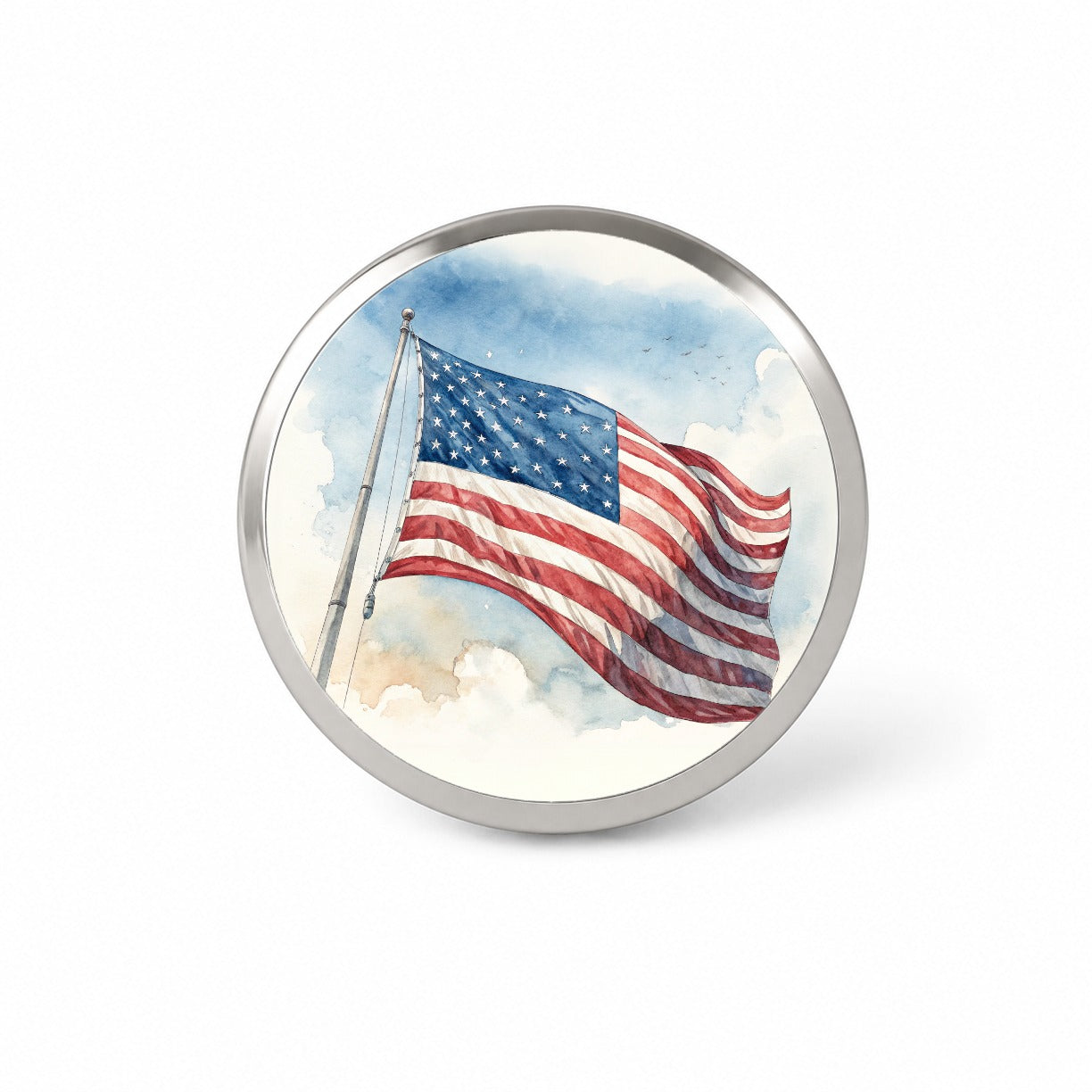 Waving American Flag Watercolor USA United States Novelty Hat Backpack Lapel Pin