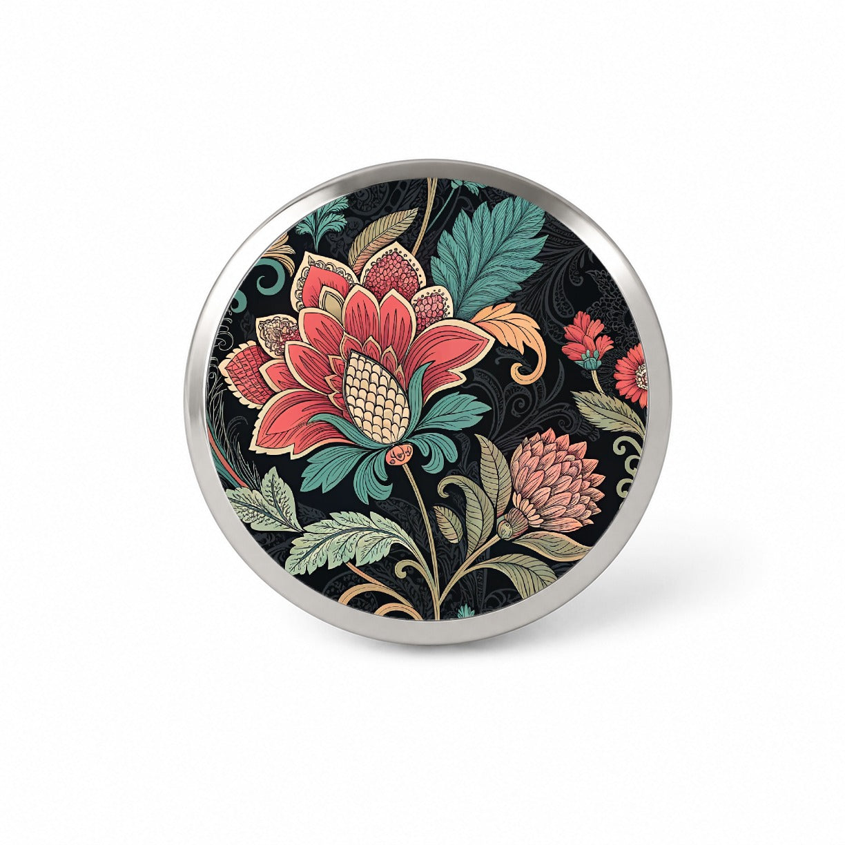 Damask Pretty On Black Novelty Hat Backpack Lapel Pin