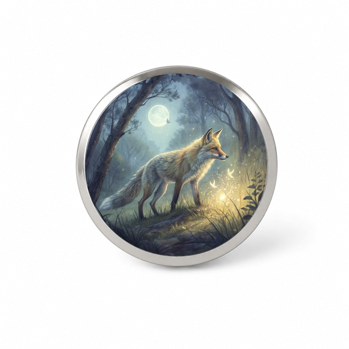 Fox At Night Novelty Hat Backpack Lapel Pin