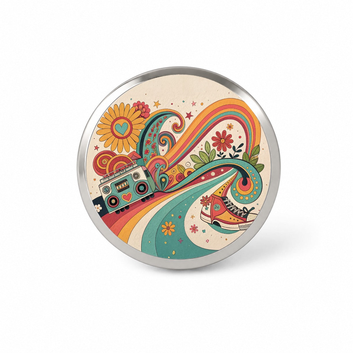 Groovy Design 70's Novelty Hat Backpack Lapel Pin