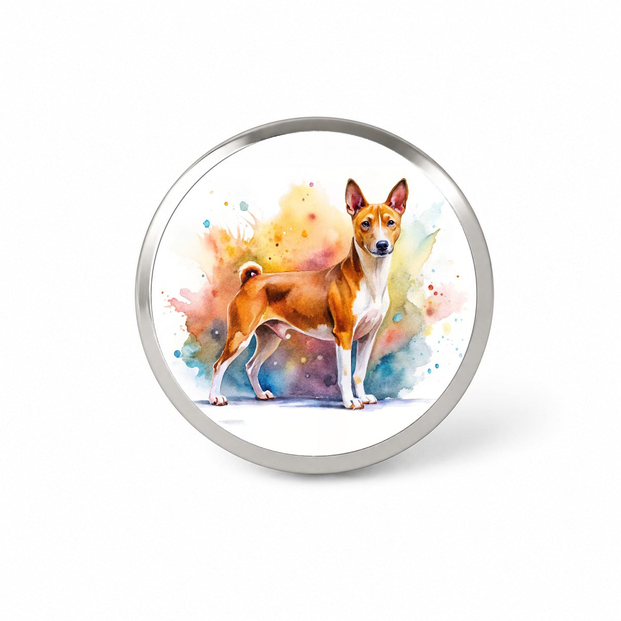 Basenji Dog Watercolor Style Novelty Hat Backpack Lapel Pin