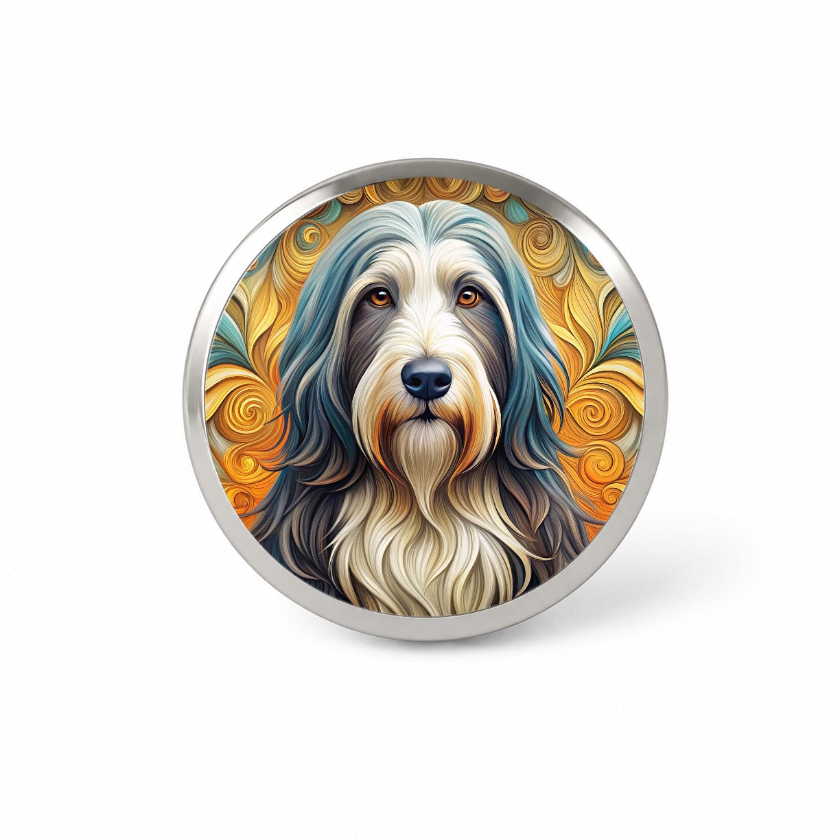 Bearded Collie Dog Art Nouveau Novelty Hat Backpack Lapel Pin