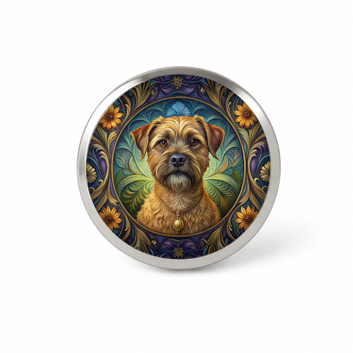 Border Terrier Dog Art Nouveau Novelty Hat Backpack Lapel Pin