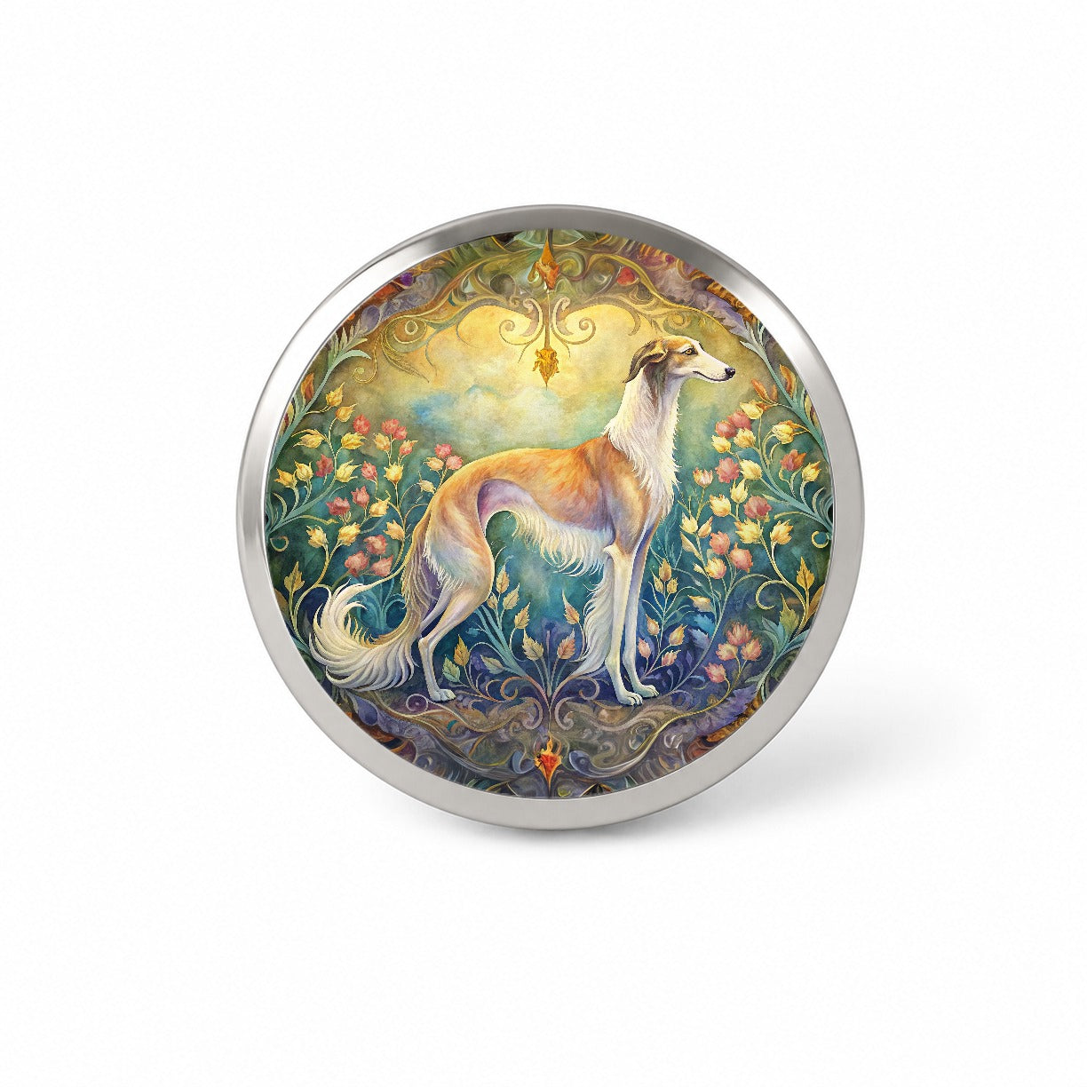 Borzoi Dog Art Nouveau Novelty Hat Backpack Lapel Pin
