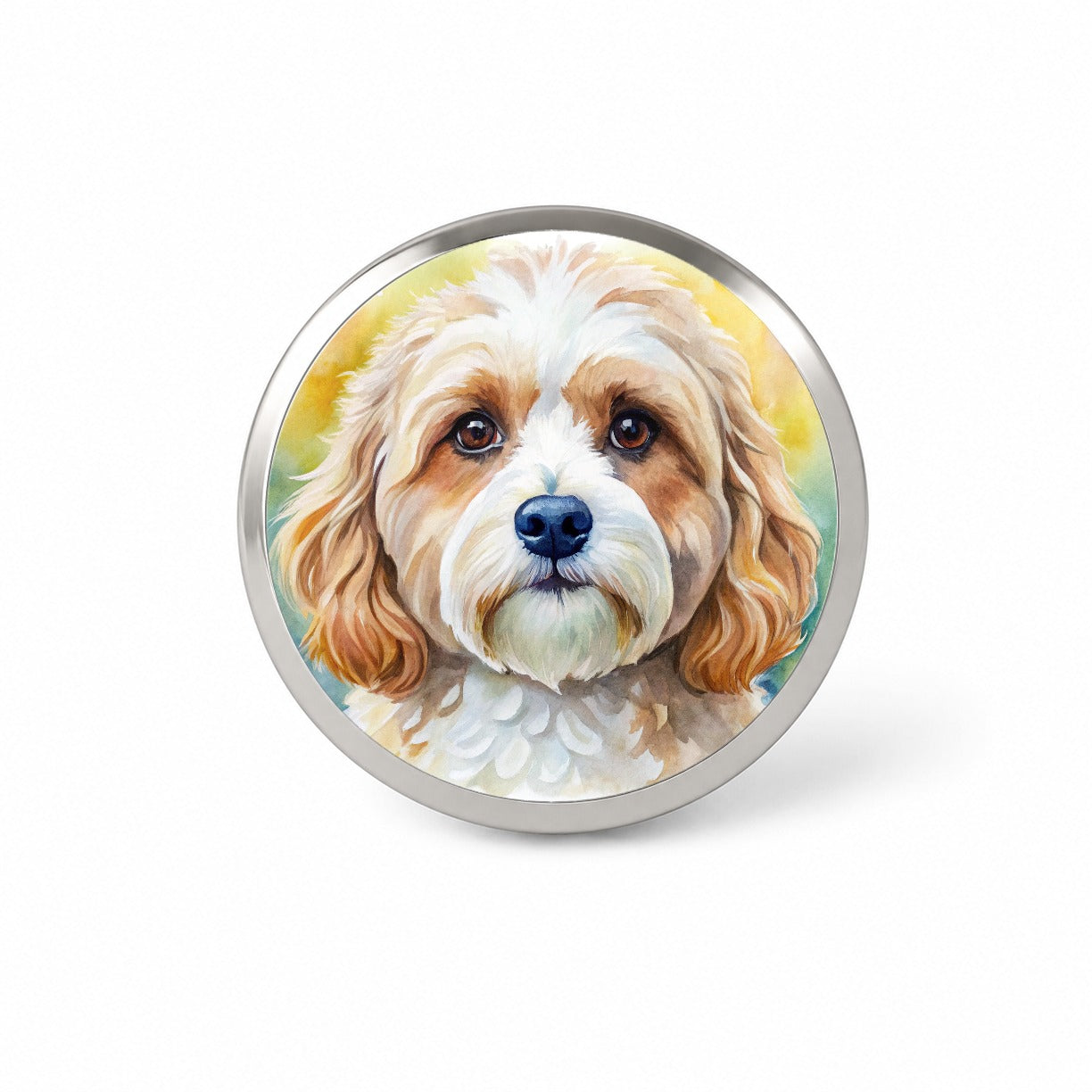 Cavachon Dog Watercolor Style Novelty Hat Backpack Lapel Pin