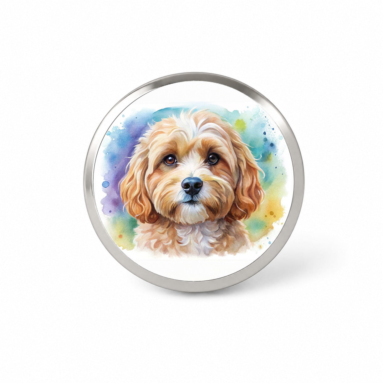 Cavapoo Dog Watercolor Style Novelty Hat Backpack Lapel Pin