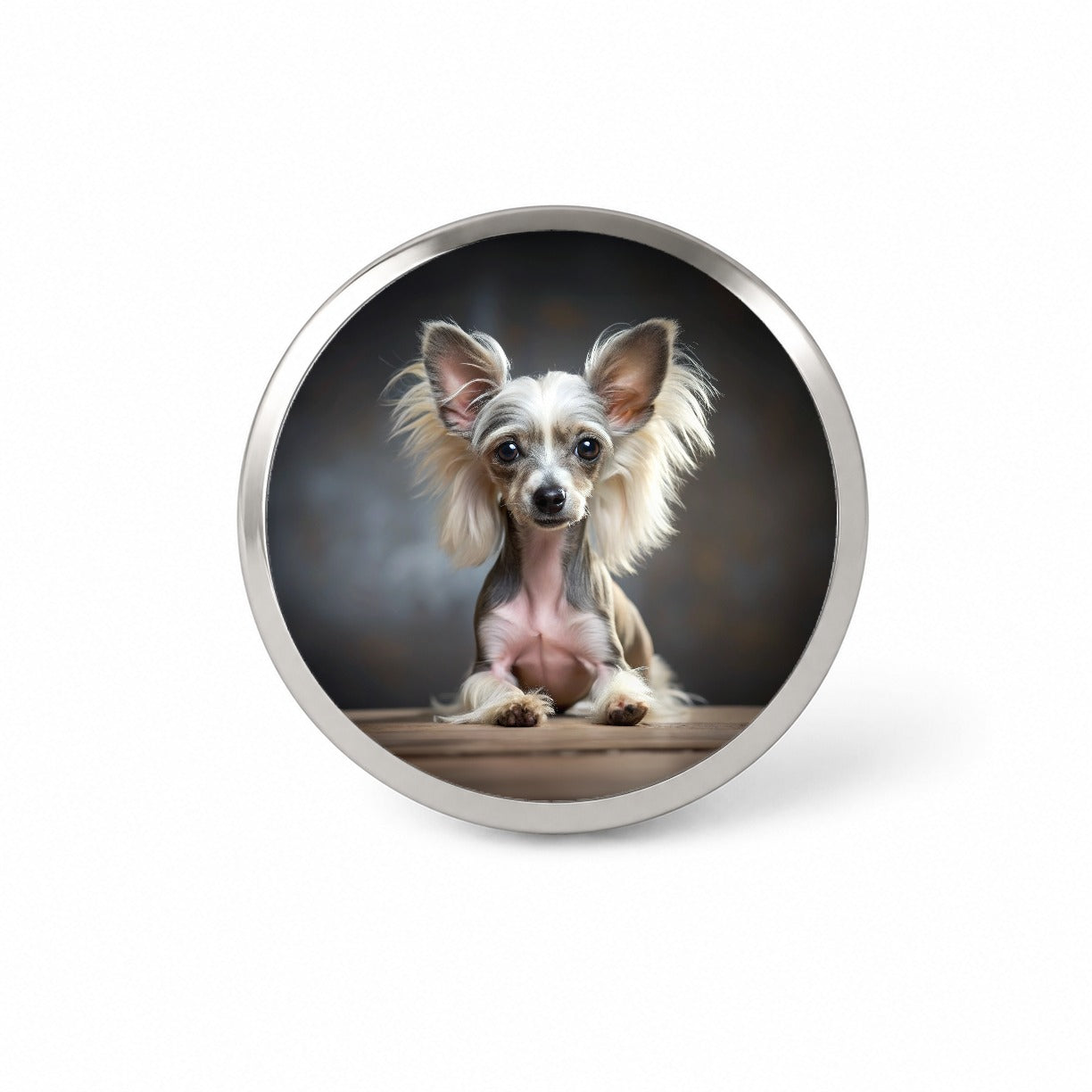 Chinese Crested Dog Puppy Photo Novelty Hat Backpack Lapel Pin
