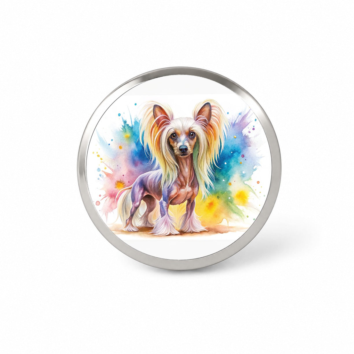 Chinese Crested Dog Watercolor Style Novelty Hat Backpack Lapel Pin