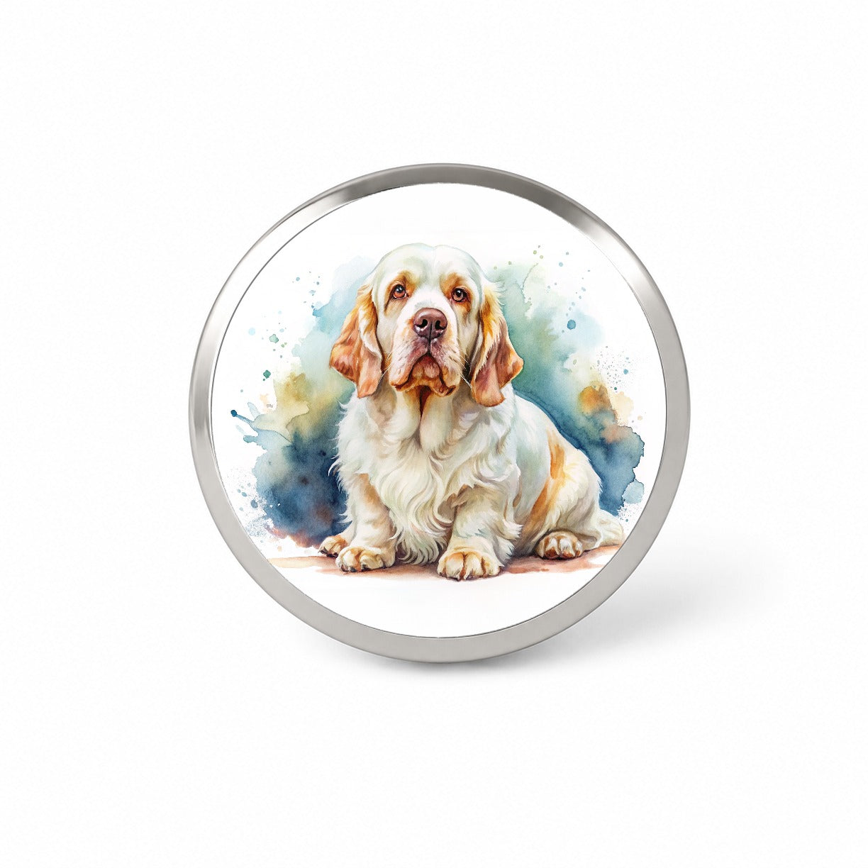 Clumber Spaniel Dog Watercolor Style Novelty Hat Backpack Lapel Pin
