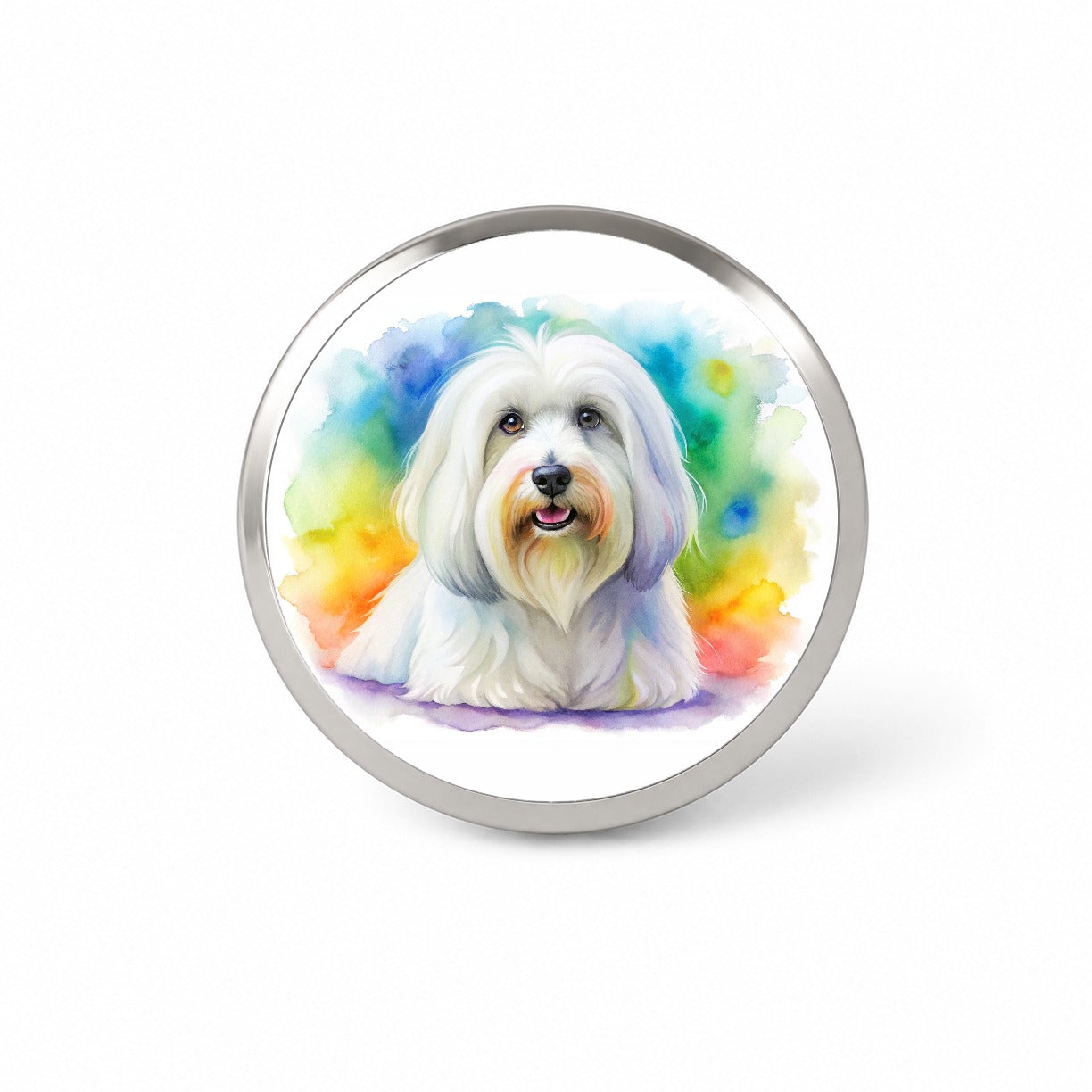Coton De Tulear Dog Watercolor Style Novelty Hat Backpack Lapel Pin