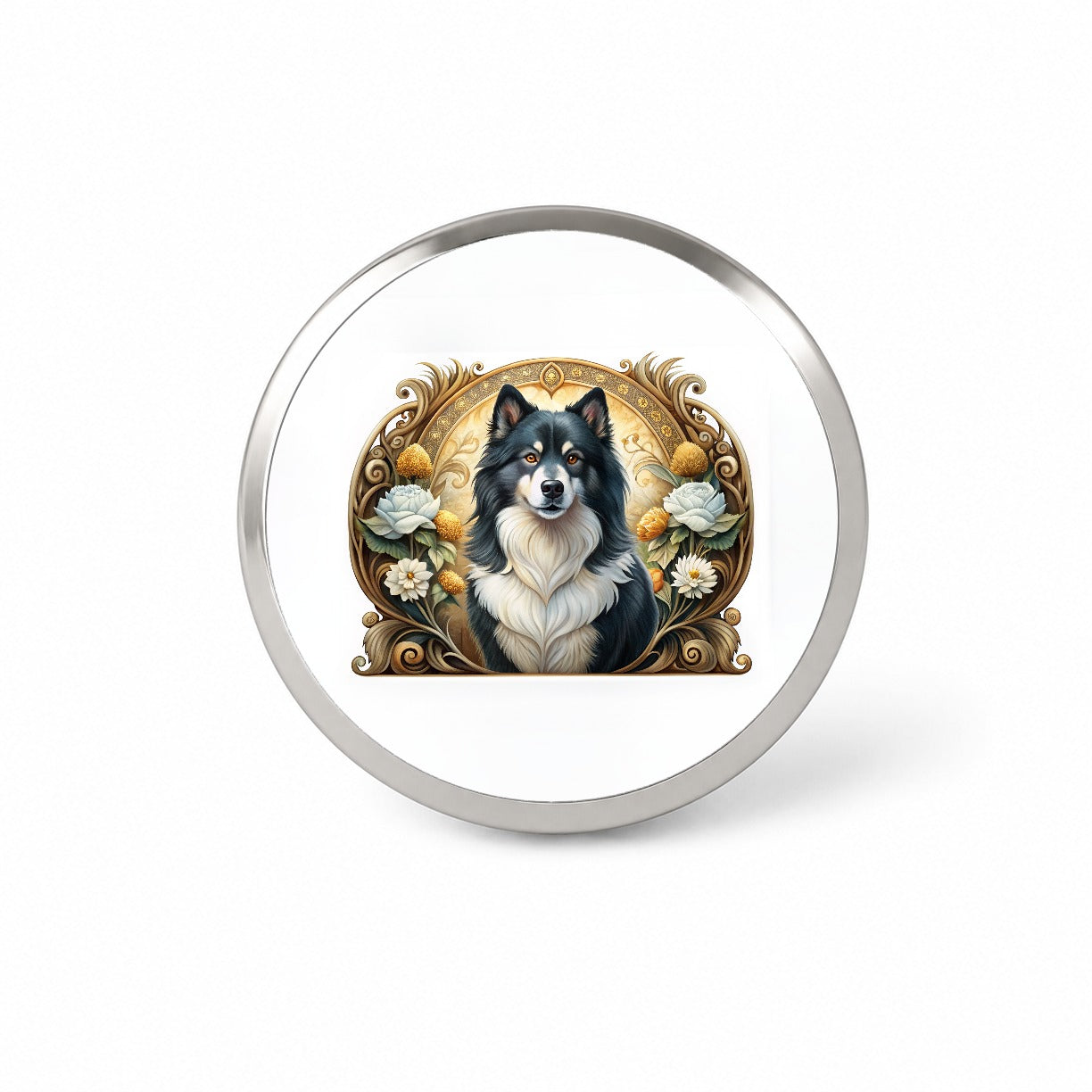Finnish Lapphund Dog Art Nouveau Novelty Hat Backpack Lapel Pin