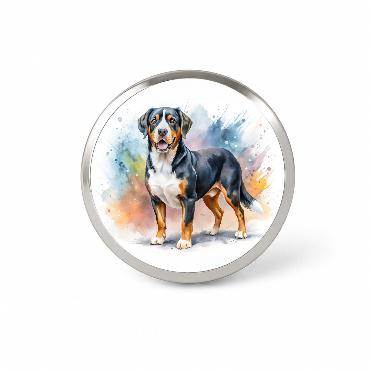 Greater Swiss Mountain Dog Watercolor Style Novelty Hat Backpack Lapel Pin
