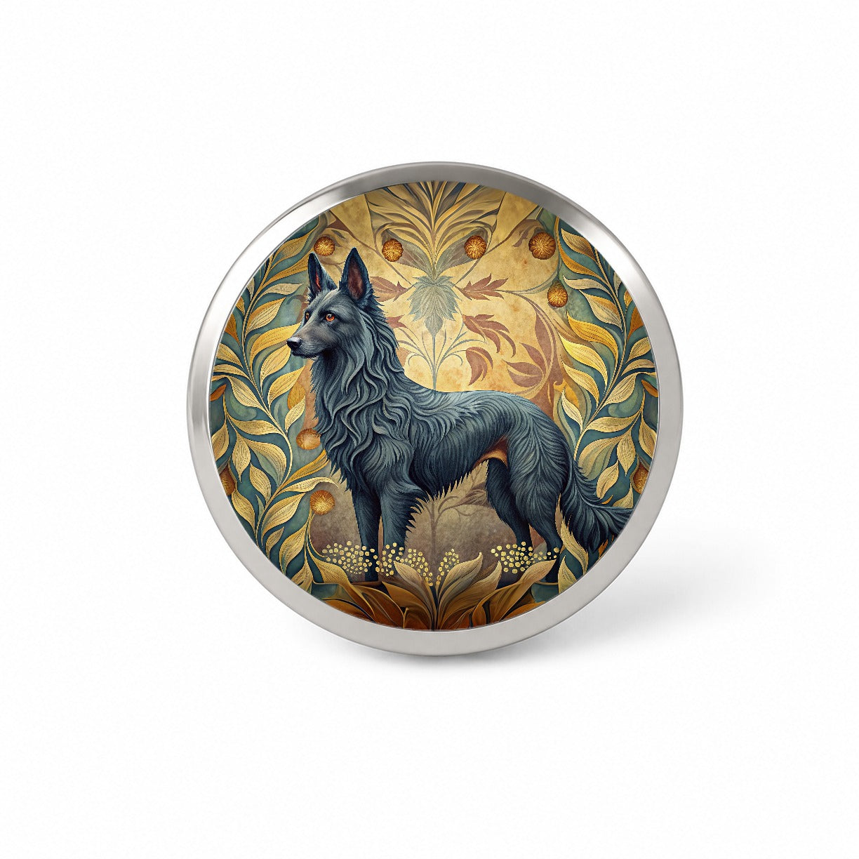 Groenendael Belgian Sheepdog Dog Art Nouveau Novelty Hat Backpack Lapel Pin