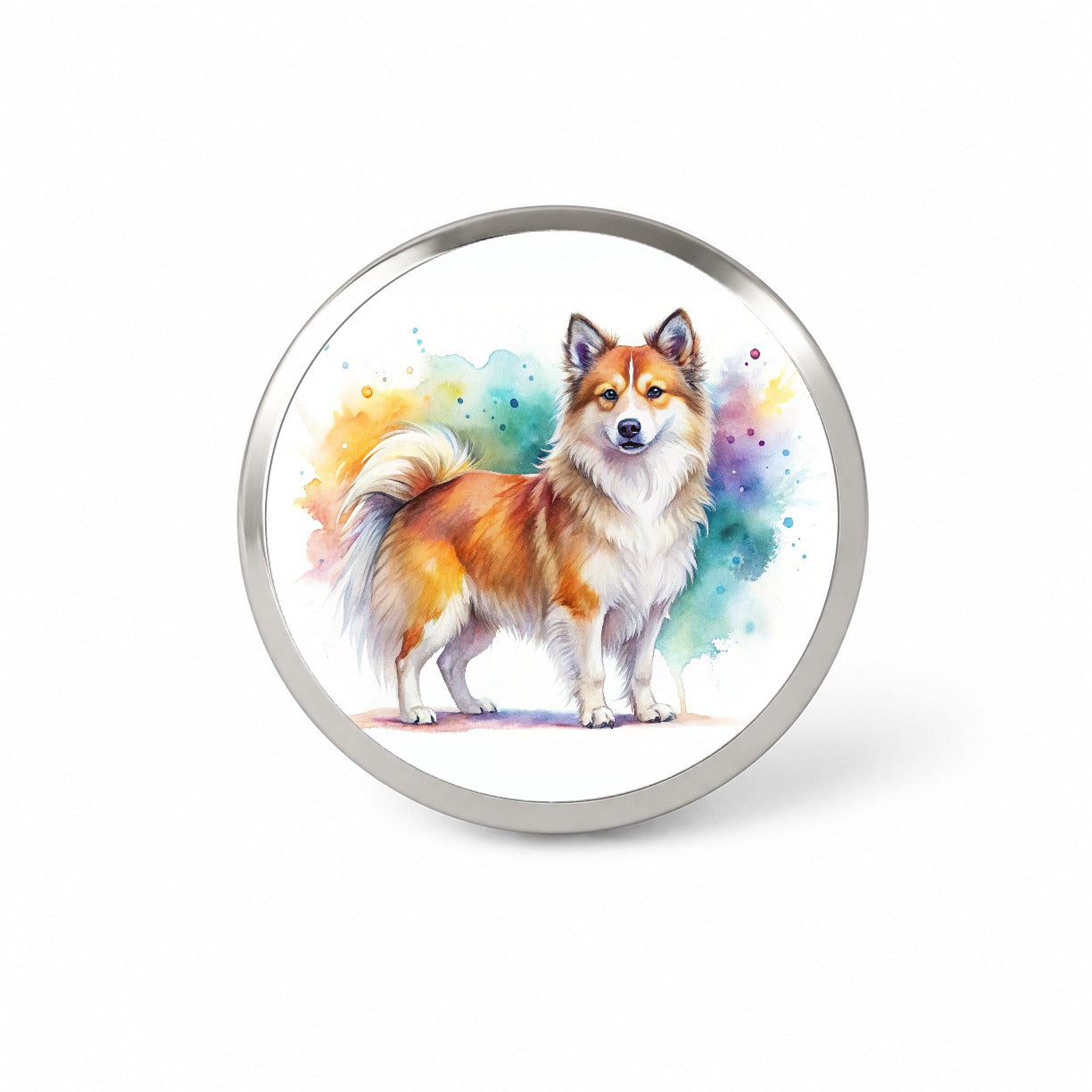 Icelandic Sheepdog Dog Watercolor Style Novelty Hat Backpack Lapel Pin