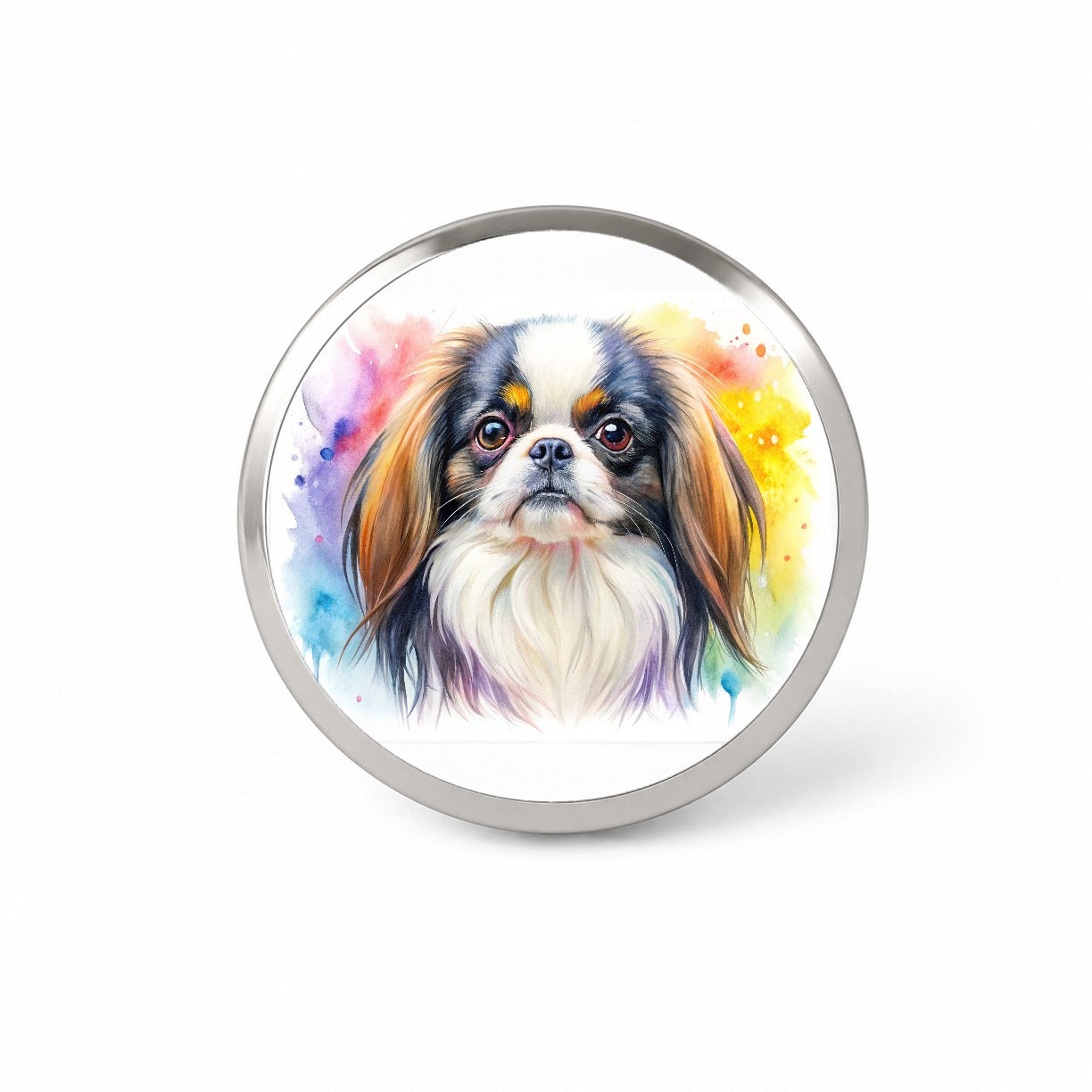 Japanese Chin Dog Watercolor Style Novelty Hat Backpack Lapel Pin