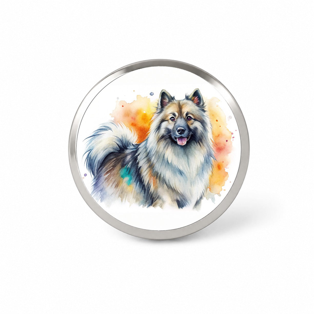 Keeshond Dog Watercolor Style Novelty Hat Backpack Lapel Pin