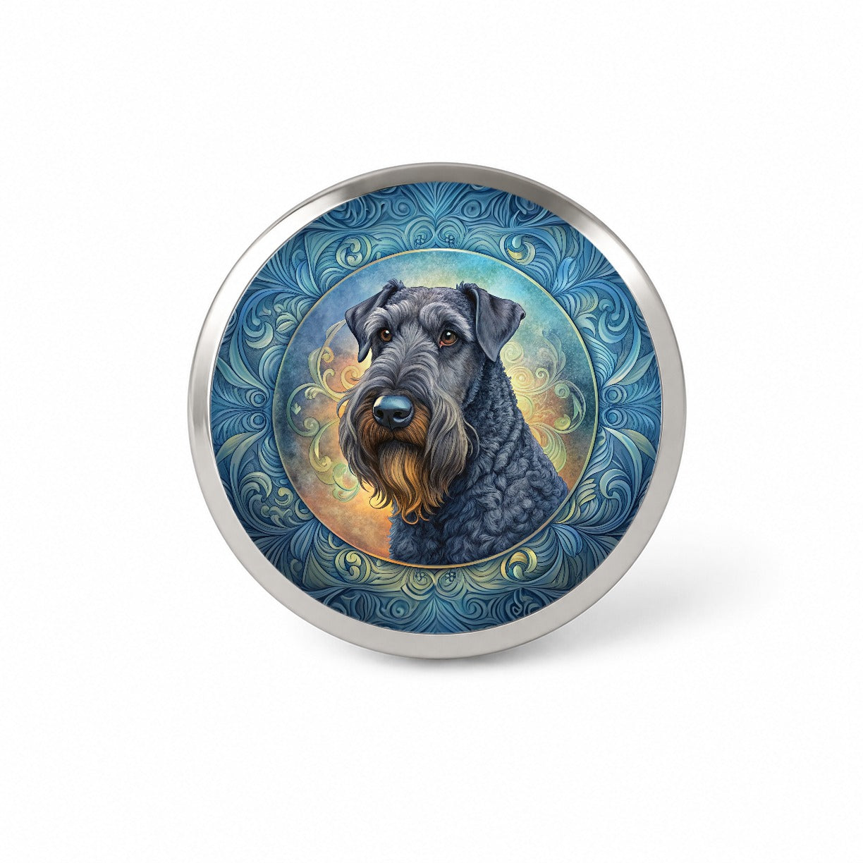 Kerry Blue Terrier Dog Art Nouveau Novelty Hat Backpack Lapel Pin