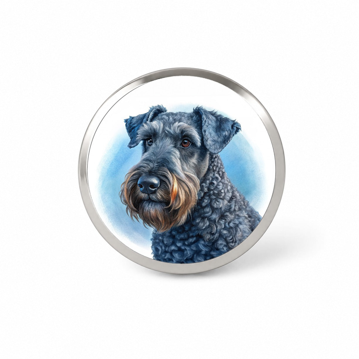 Kerry Blue Terrier Dog Illustration Novelty Hat Backpack Lapel Pin