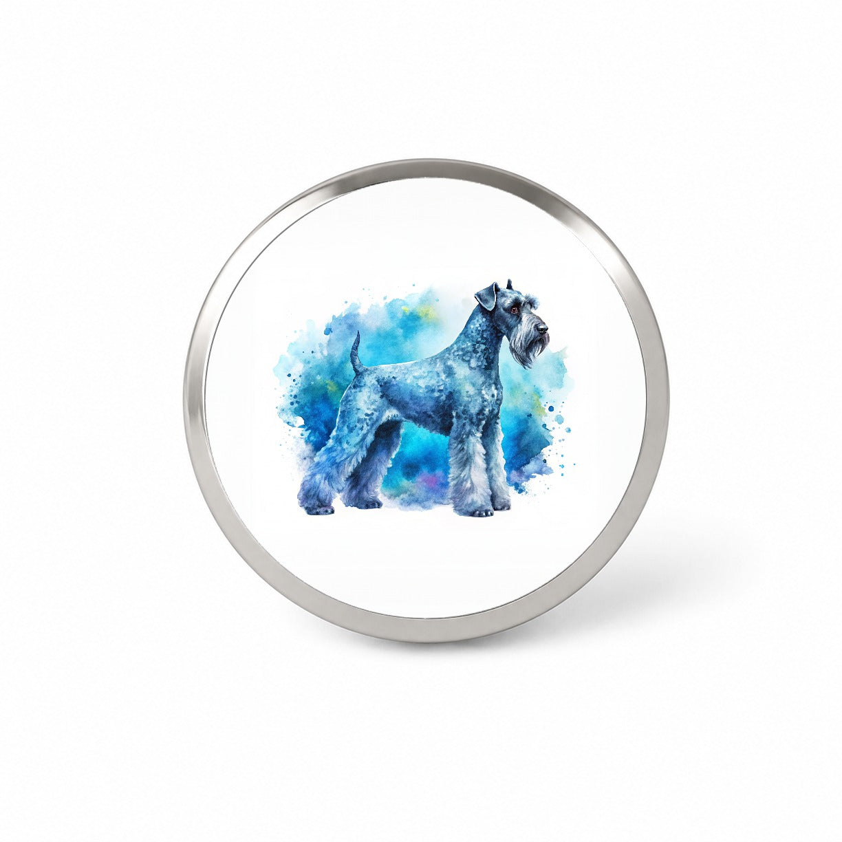 Kerry Blue Terrier Dog Watercolor Style Novelty Hat Backpack Lapel Pin