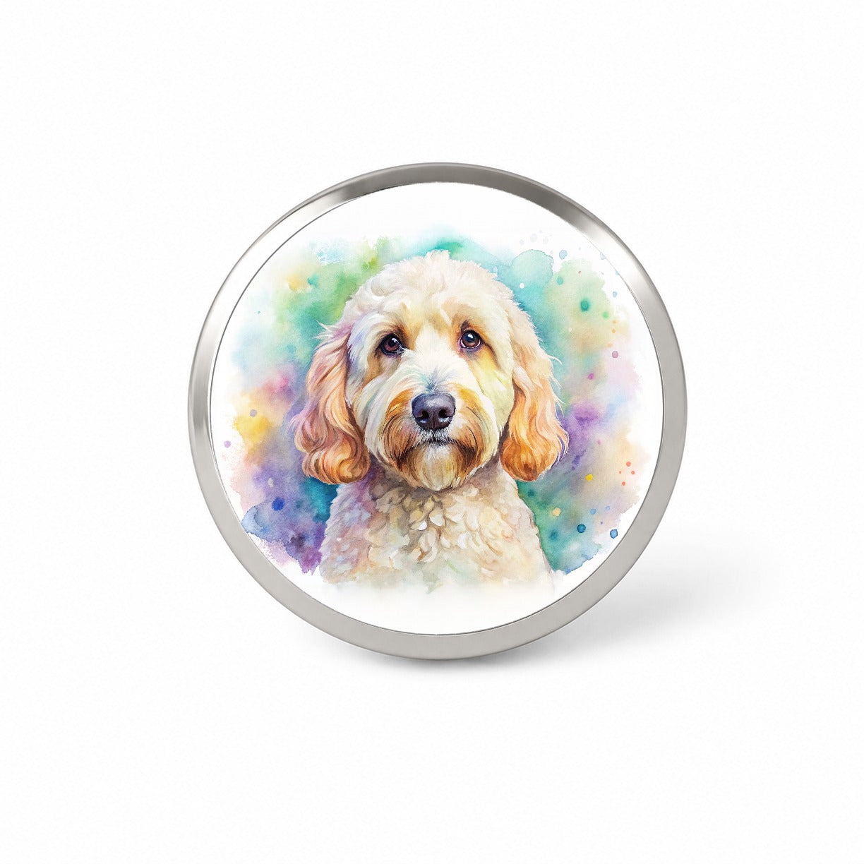 Labradoodle Dog Watercolor Style Novelty Hat Backpack Lapel Pin