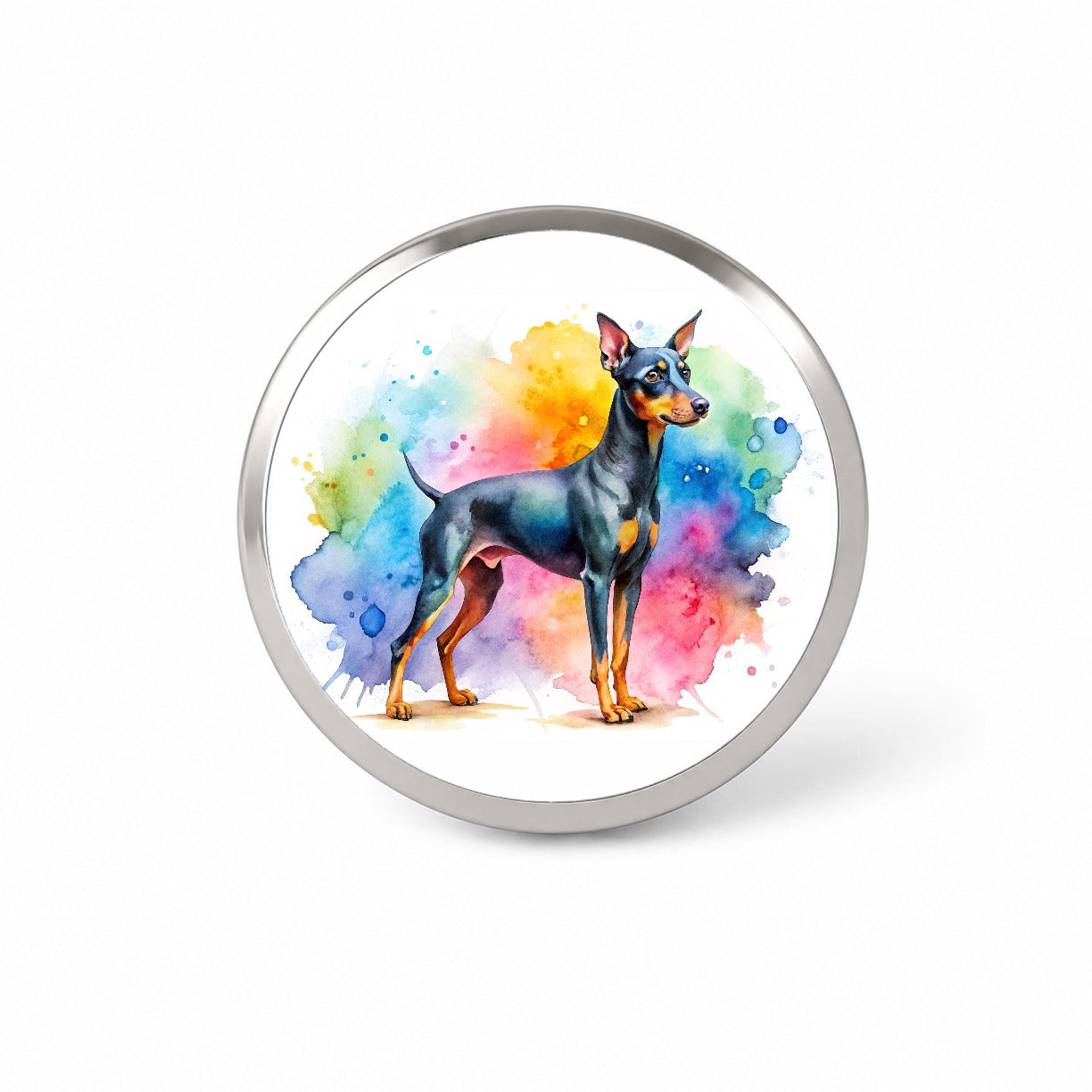 Manchester Terrier Dog Watercolor Style Novelty Hat Backpack Lapel Pin