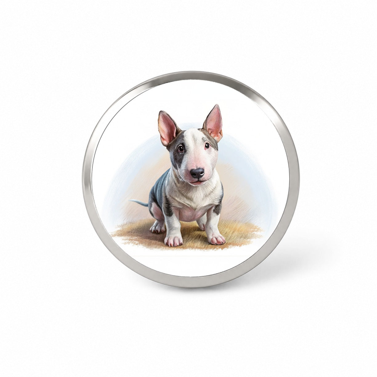 Miniature Bull Terrier Dog Illustration Novelty Hat Backpack Lapel Pin