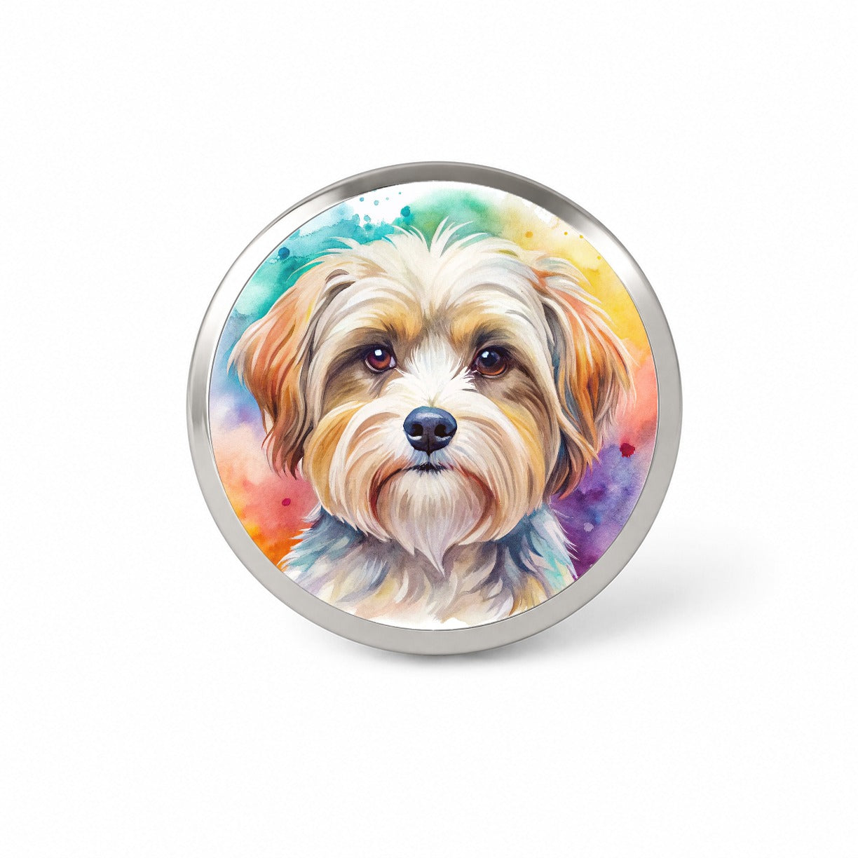 Morkie Dog Watercolor Style Novelty Hat Backpack Lapel Pin